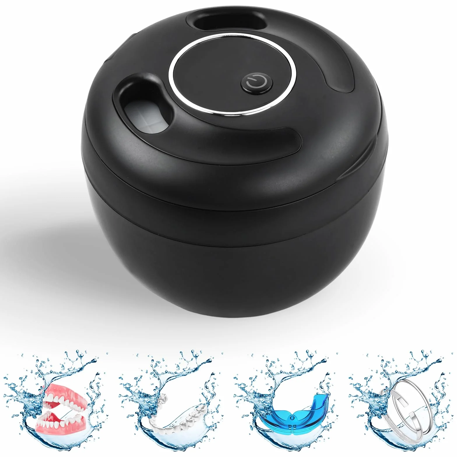 Ultrasonic Retainer Cleaner ultradźwiękowe urządzenie do czyszczenia zębów 45 kHz z promieniowaniem UV 25 W, ultradźwiękowe urządzenie do czyszczenia szyn dentystycznych, protez, kolor czarny