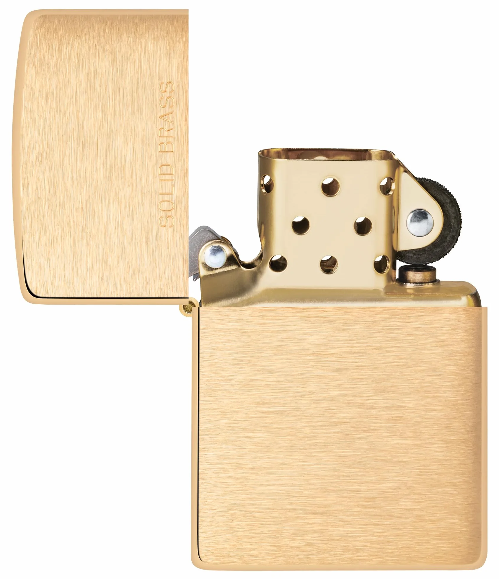 Zippo Wiatroszczelna zapalniczka - szczotkowany mosiądz - złoty - wielokrotnego napełniania - pudełko prezentowe - wyprodukowano w USA