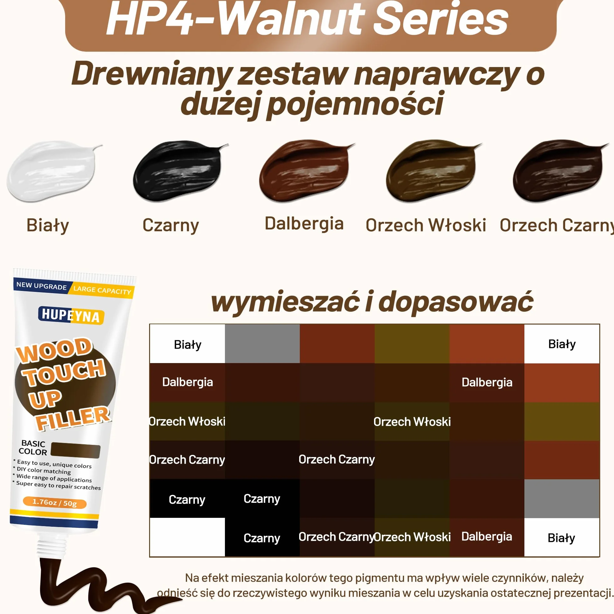 Zestaw do naprawy drewna, wypełniacz do mebli, szpachlówka do drewna i wosk pszczeli - naprawa plam, zadrapań, pęknięć, dziur, przebarwień w drewnianych szafkach, podłogach z twardego drewna