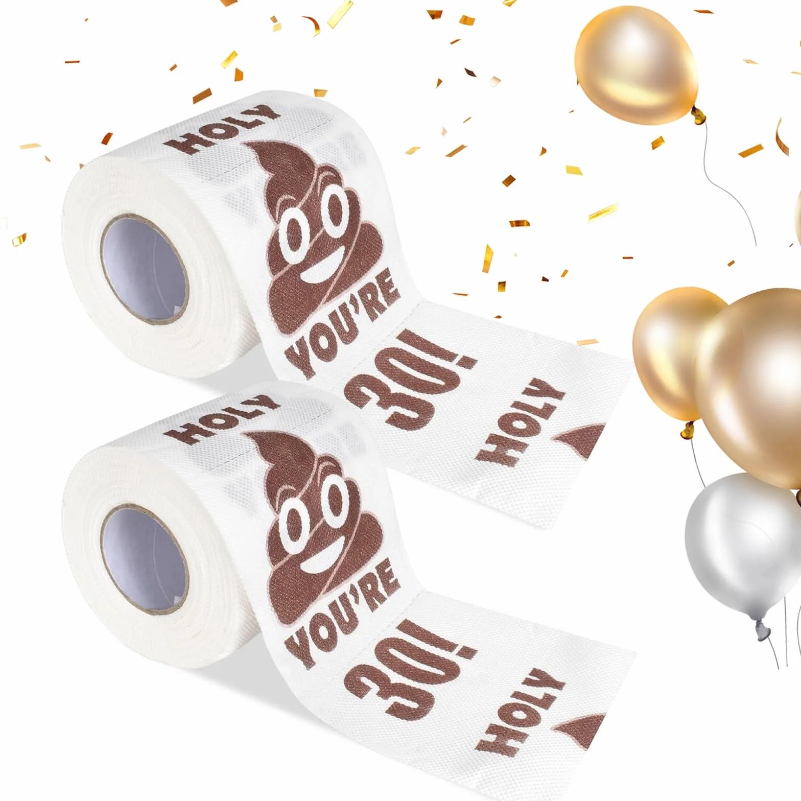 2 rolki papieru toaletowego na 30. urodziny, każdy po 250 arkuszy, miękki papier toaletowy, 3-warstwowy z motywem, kreatywny i zabawny papier toaletowy dla przyjaciół, rodziny, na przyjęcie urodzinowe