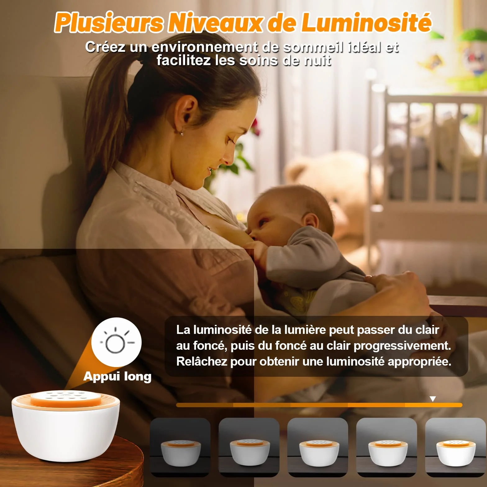 White Noise Machine Przenośny szum dla Niemowląt z 36 Relaksującymi Dźwiękami Funkcją Pamięci i Timerem Zasilany przez USB-C aby Pomóc zasnąć dzieciom i dorosłym