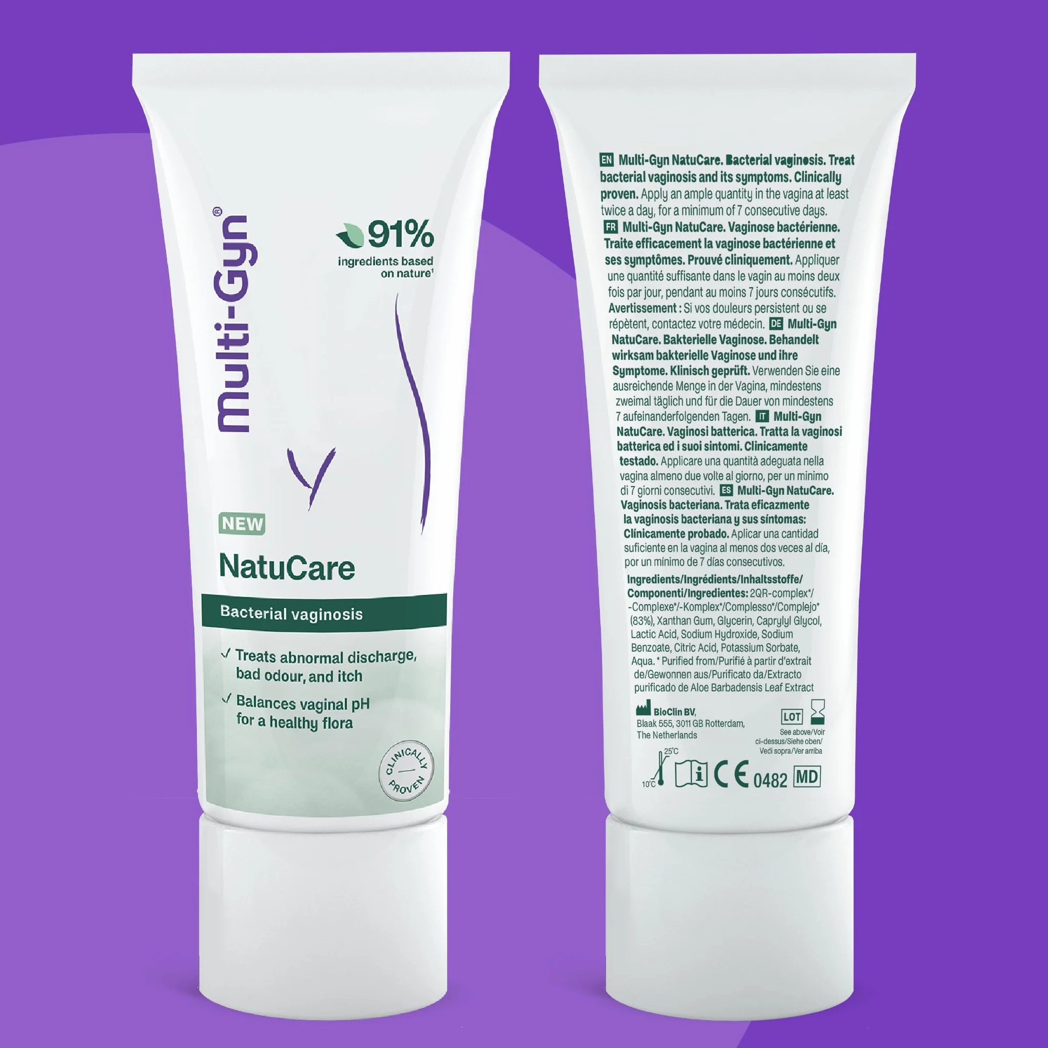 Multi-Gyn NatuCare na bakteryjne zapalenie pochwy 40 ml - infekcje bakteryjne w okolicy intymnej - Łagodzi nieprzyjemne zapachy, wydzieliny, żel intymny z kwasem mlekowym do przywracania flory - żel +