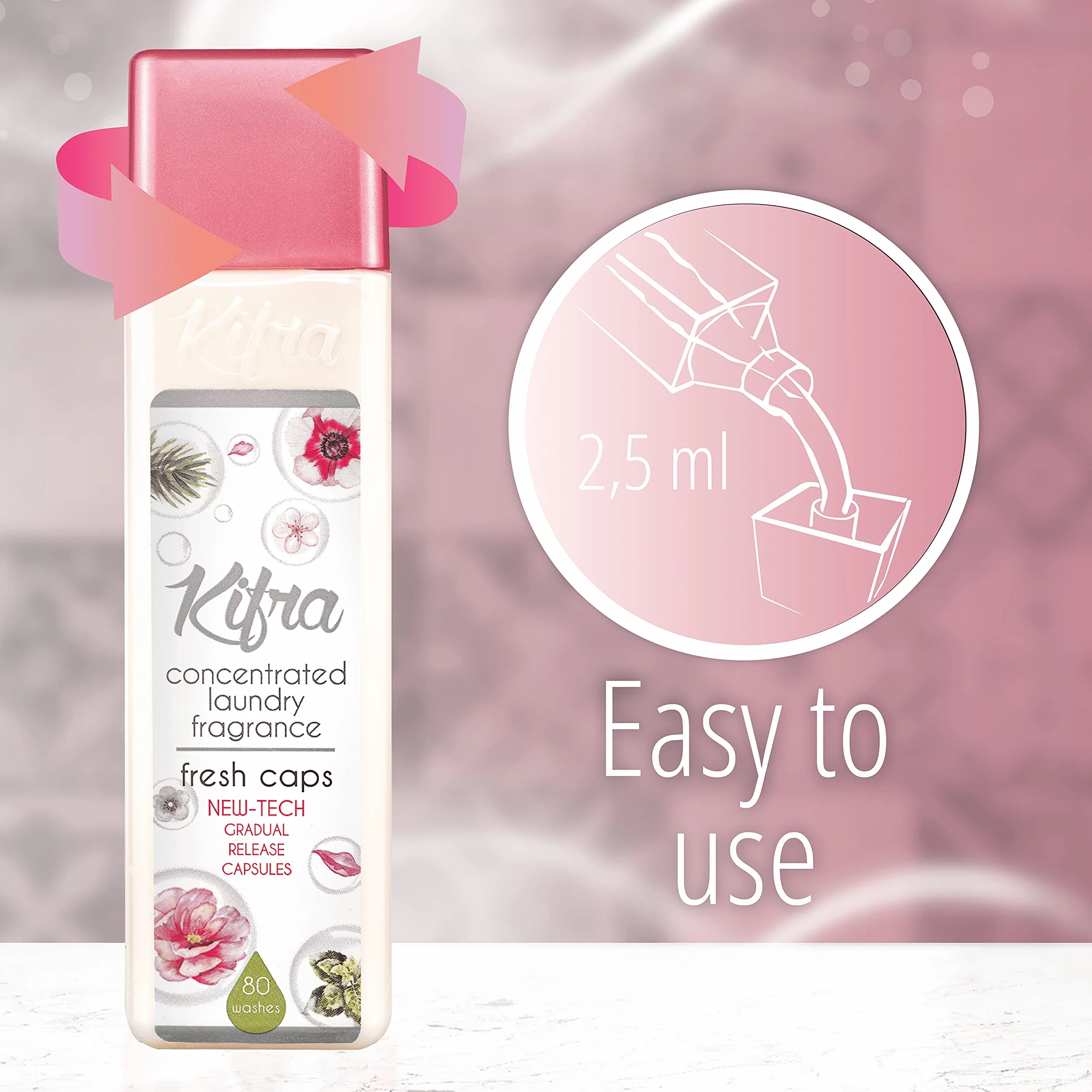 Kifra Fresh Caps skoncentrowane perfumy do prania, 200 ml, 80 cykli prania, długotrwały zapach do prania