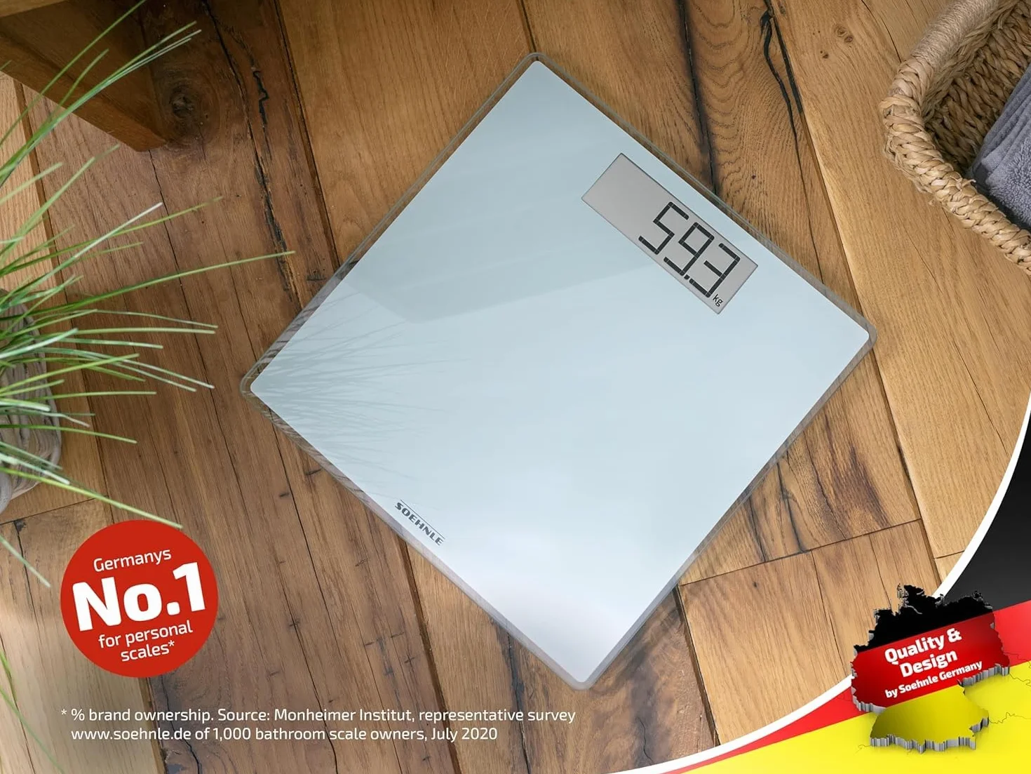 Soehnle Style Sense Comfort 100, waga osobowa z szerokim wyświetlaczem LCD, waga precyzyjna do 180 kg, trwała waga osobowa