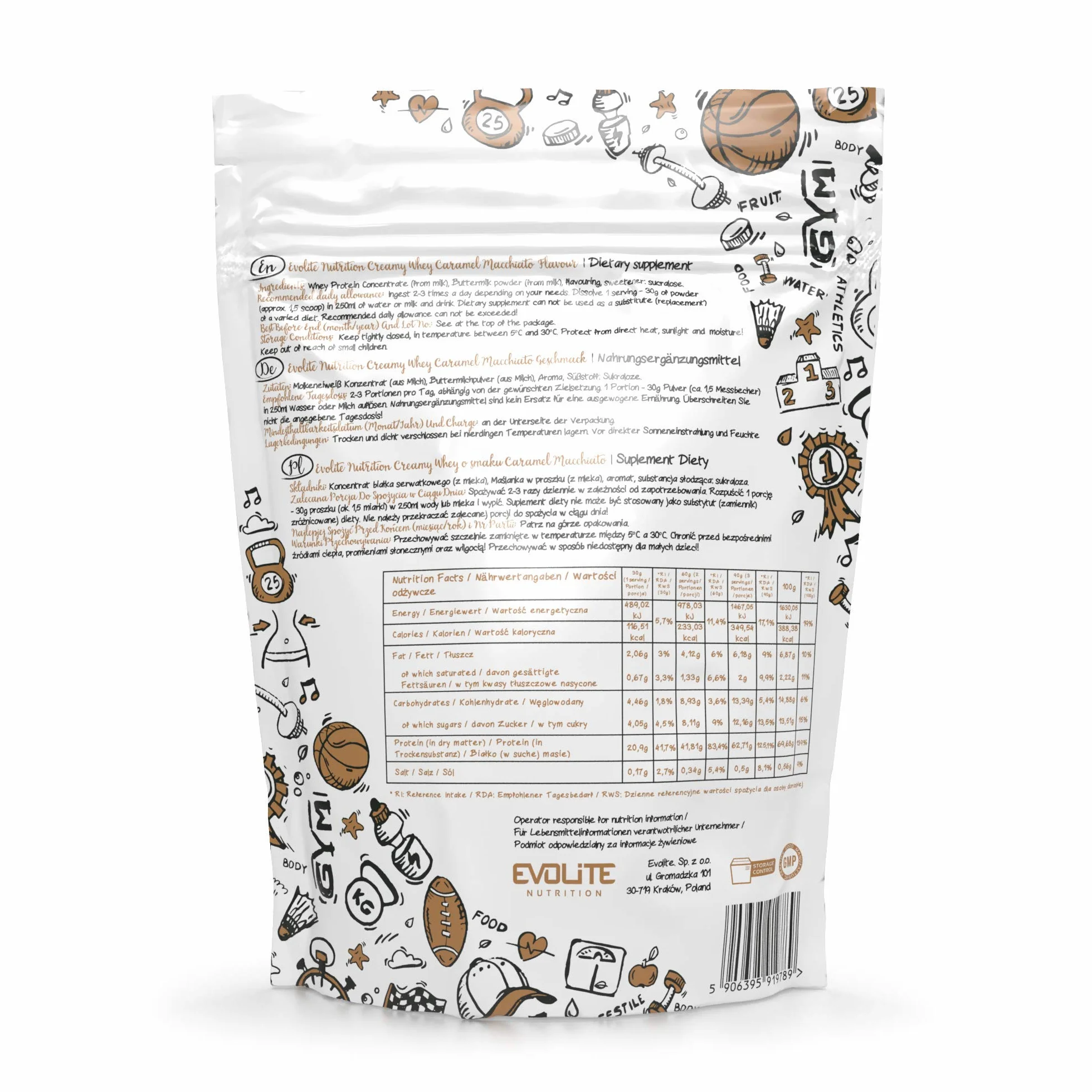 Evolite Whey Protein Powder 700 g - Serwatka z maślanką - 23 g białka
