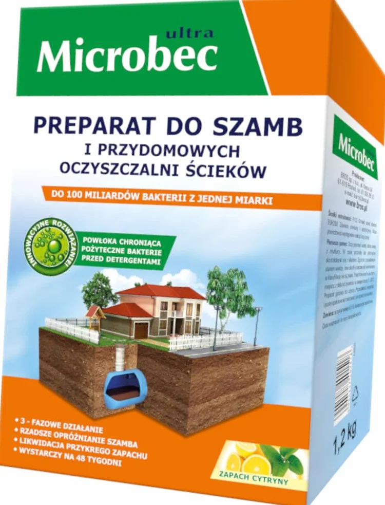 Środek czyszczący i aktywator bakterii do szamb, oczyszczalni ścieków, 1,2 kg, usuwa nieprzyjemne zapachy
