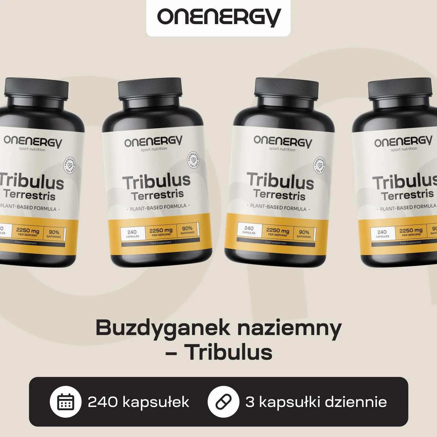 Tribulus 2250 mg 240 kapsułek 90% saponin Wyciąg ziołowy Buzdyganek naziemny