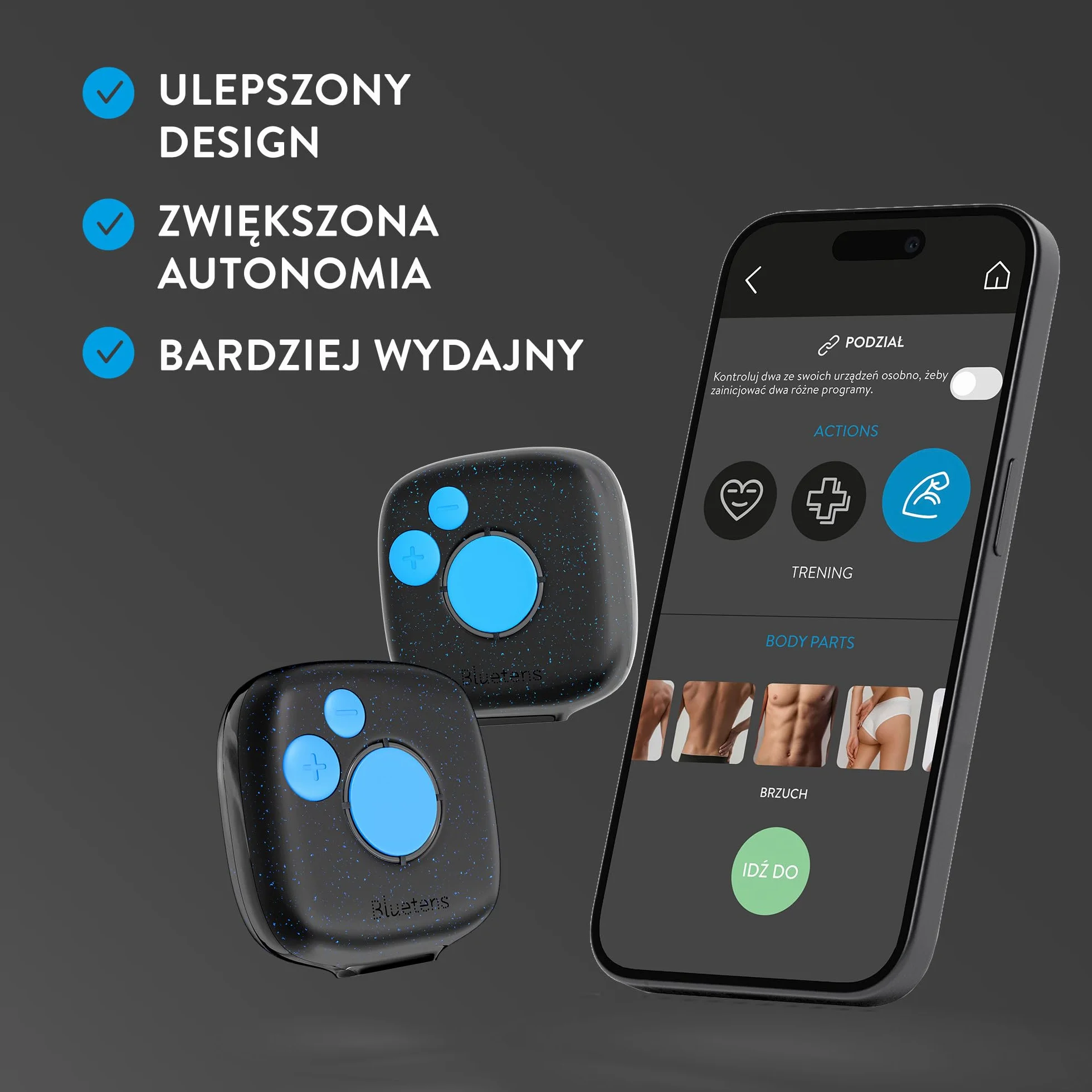 Bluetens Duo Sport 2 Bezprzewodowy Elektrostymulator EMS, Elektrostymulacja Mięśni i Łagodzenie Bólu