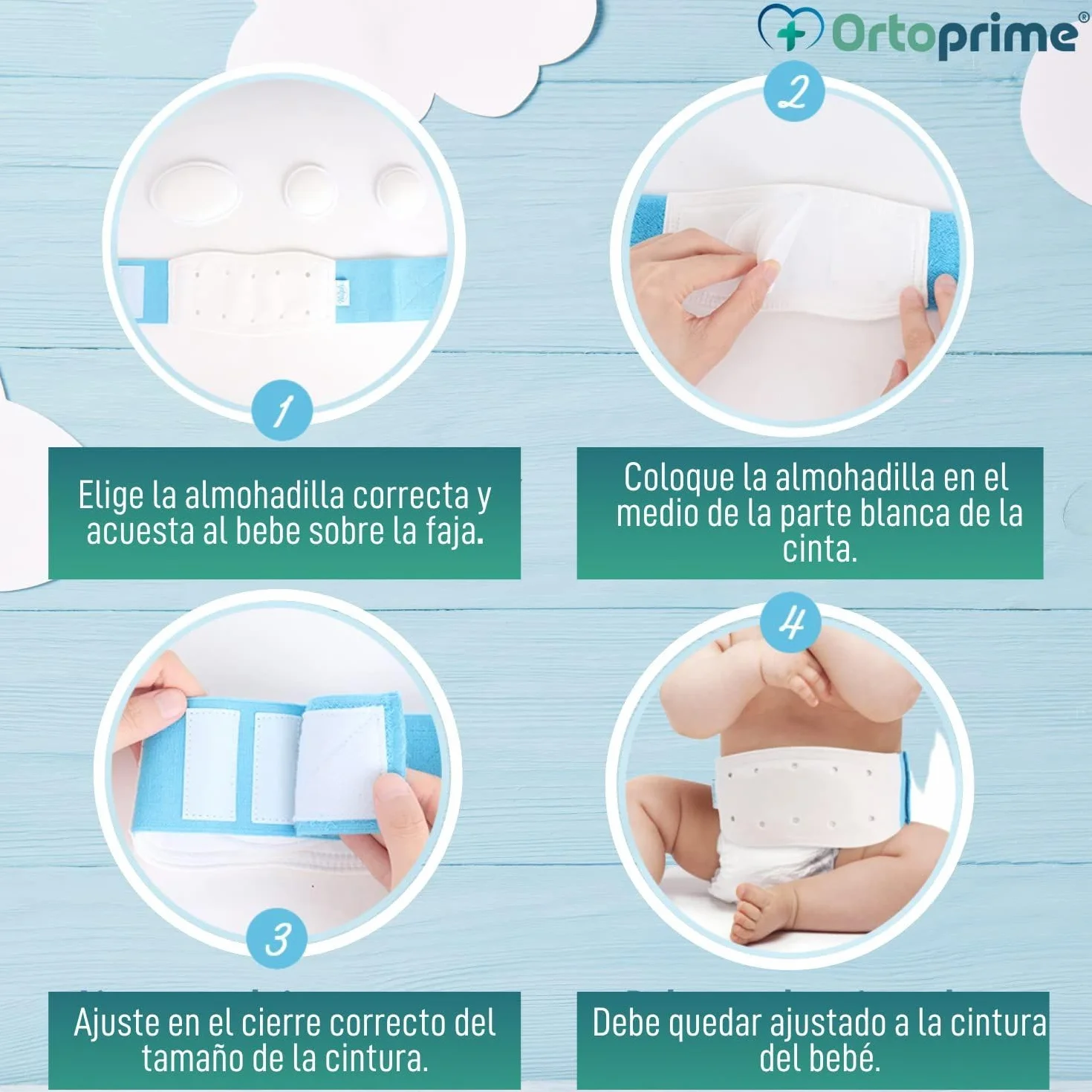 OrtoPrime COMFORT pas przepuklinowy dla niemowląt – pas do pępka dla niemowląt – pas ochronny dla niemowląt – podparcie pępka dla niemowląt – pasek na przepuklinę dla niemowląt niebieski