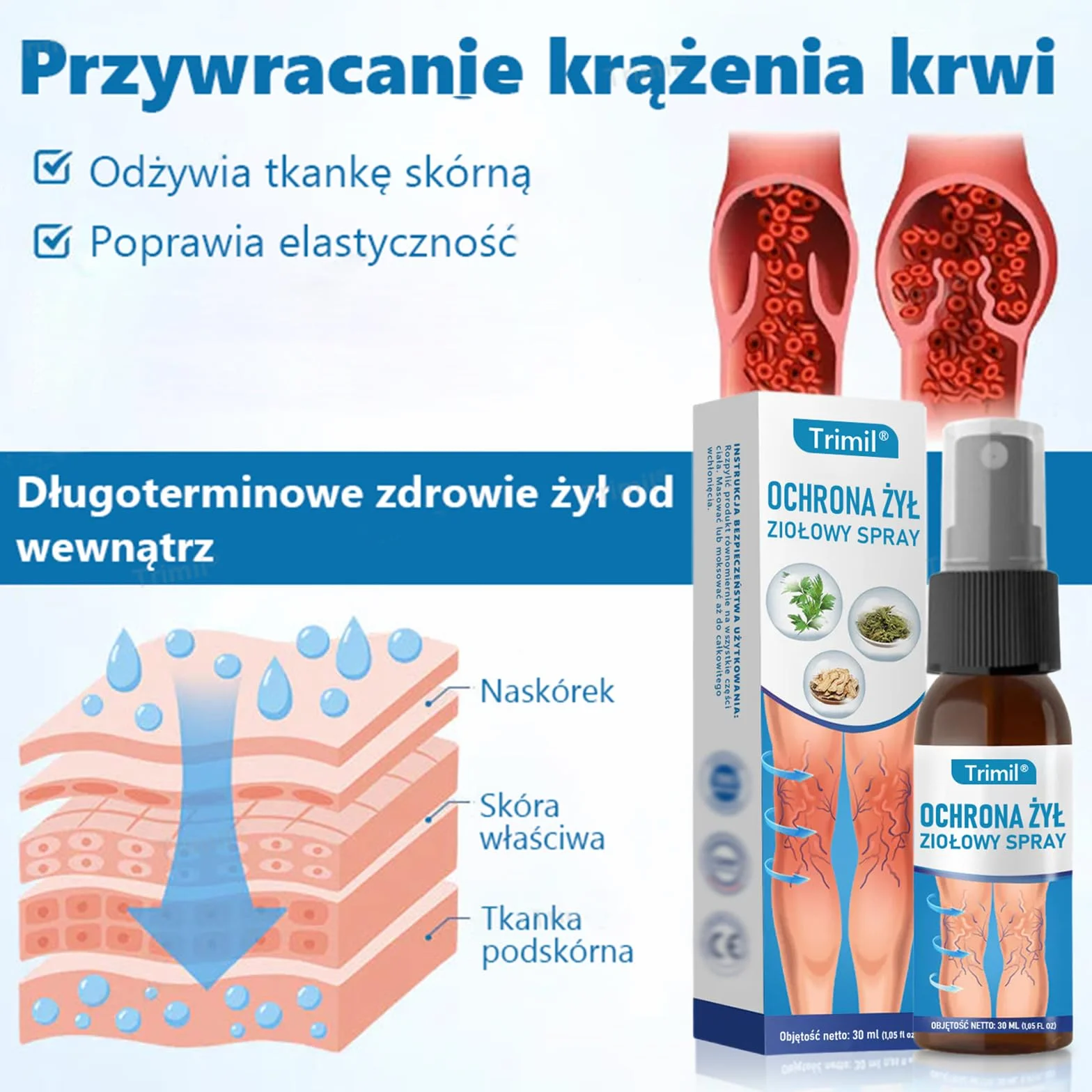 Trimil ziołowy Spray, profesjonalny spray do leczenia, Trimil Spray na Żylaki, Naturalne Spray na łydki przeciw żylakom (1)