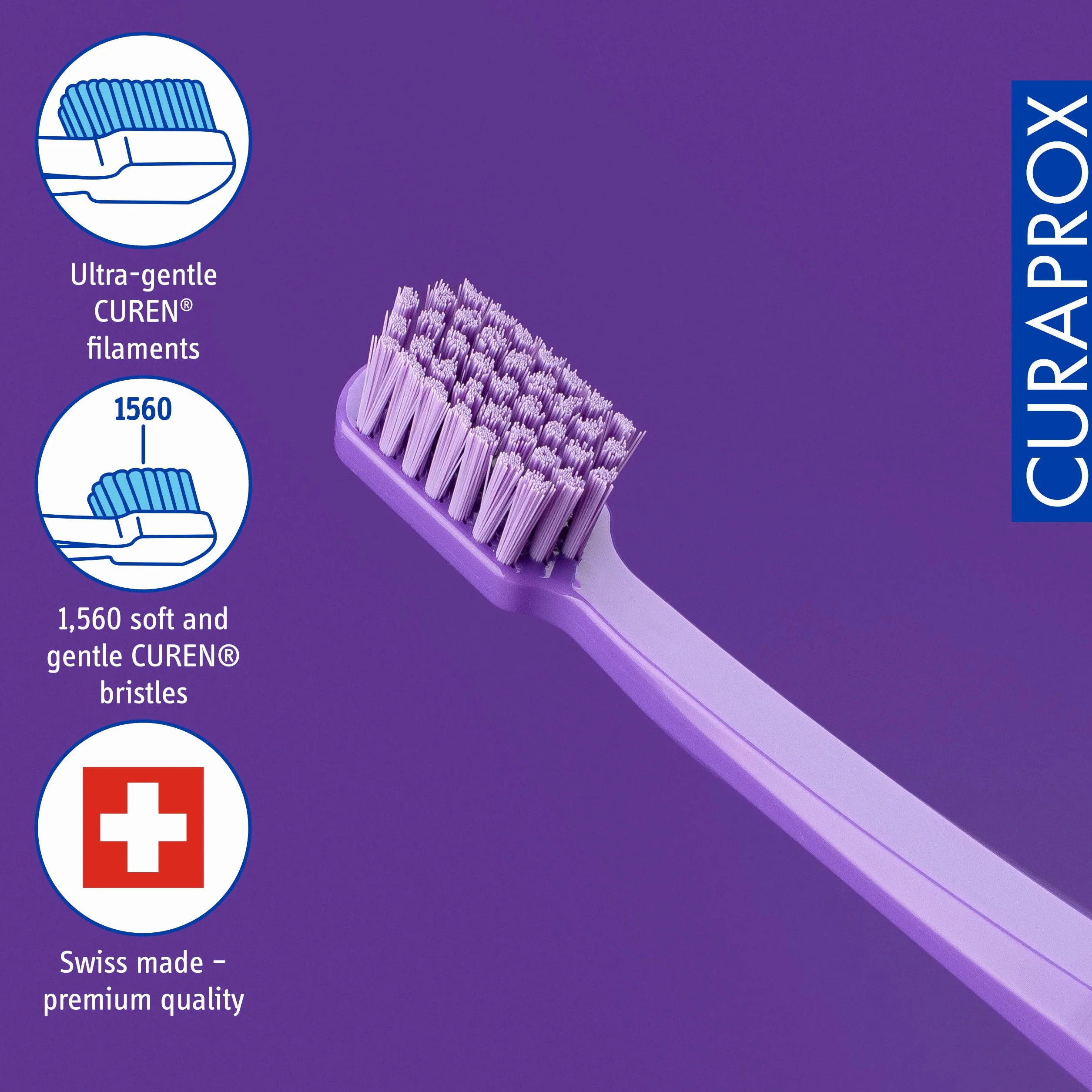 Curaprox CS 1560 Miękka Szczoteczka Do Zębów-mocniejsze szczotkowanie/delikatne usuwanie płytki nazębnej dla dorosłych/pojedyncze opakowanie – Losowy kolor/Made in Switzerland