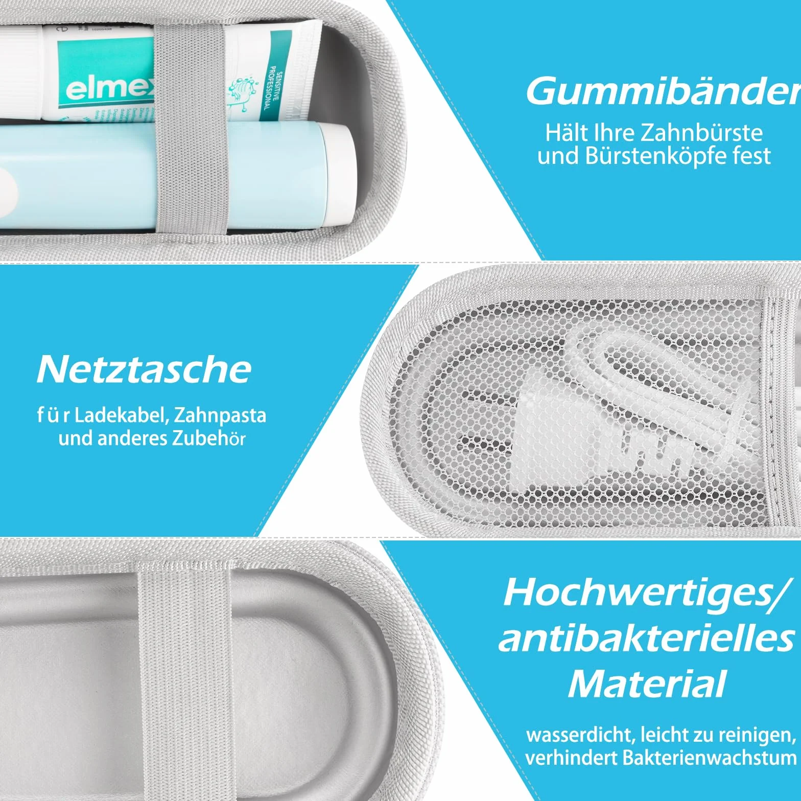 etui podróżne na szczoteczki do zębów Oral-B/Oral-B Pro/Philips Sonicare, przenośna twardoziarna torba podróżna