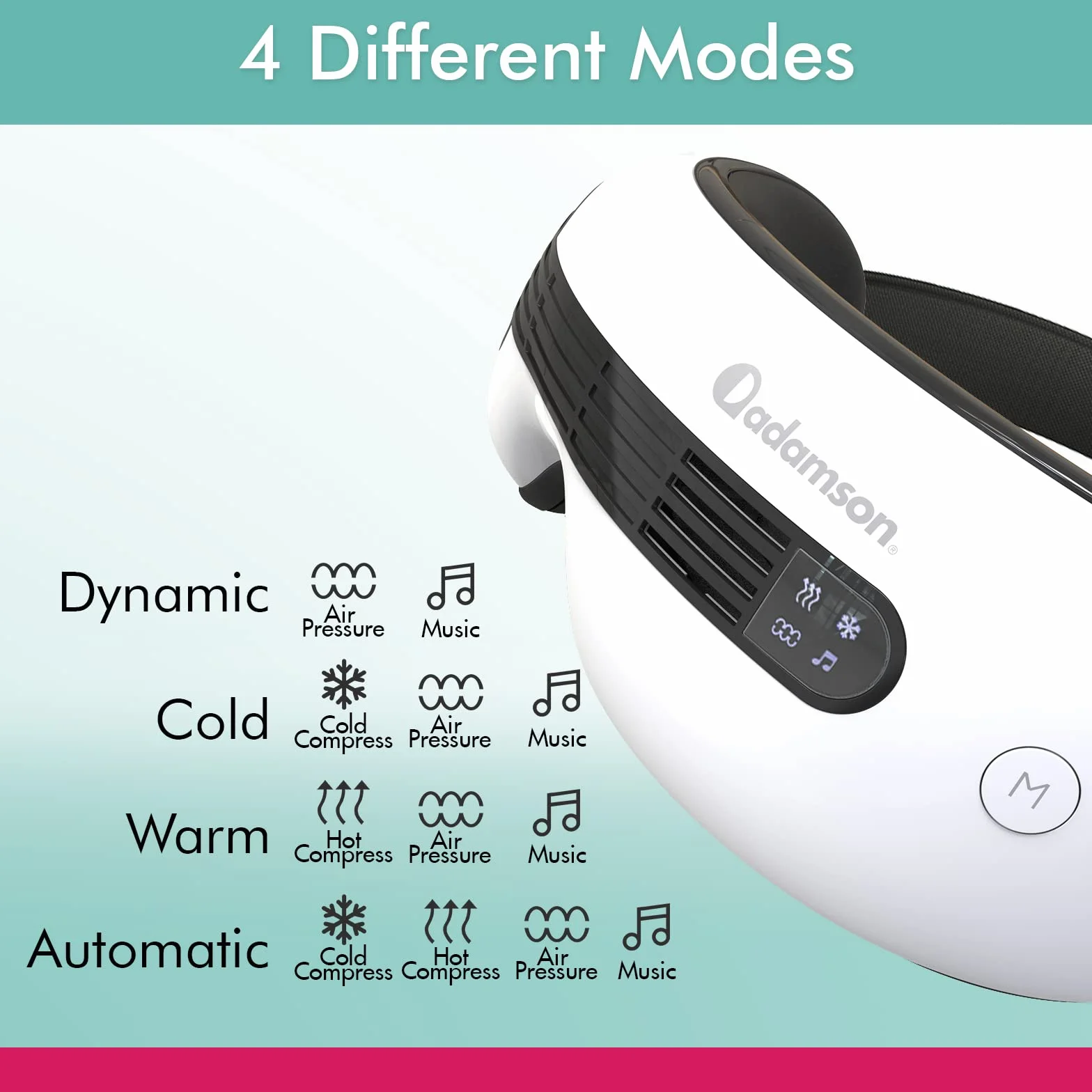 Adamson A80 Zimny i gorący masażer oczu - NOWOŚĆ - Akumulator i Bluetooth - Okulary do masażu oczu do pressoterapii oczu - Łagodzi suche oczy, migreny, cienie pod oczami, poprawia sen