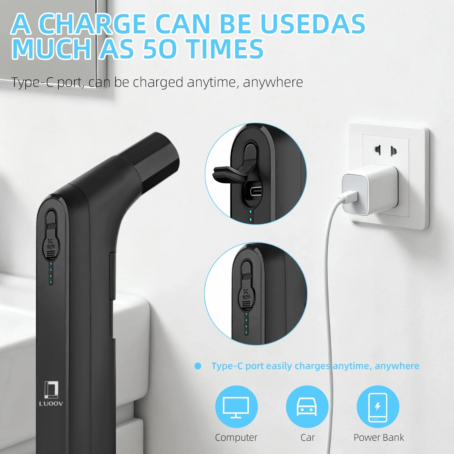 Przenośny bidet podróżny USB-C 2,3 l czarny