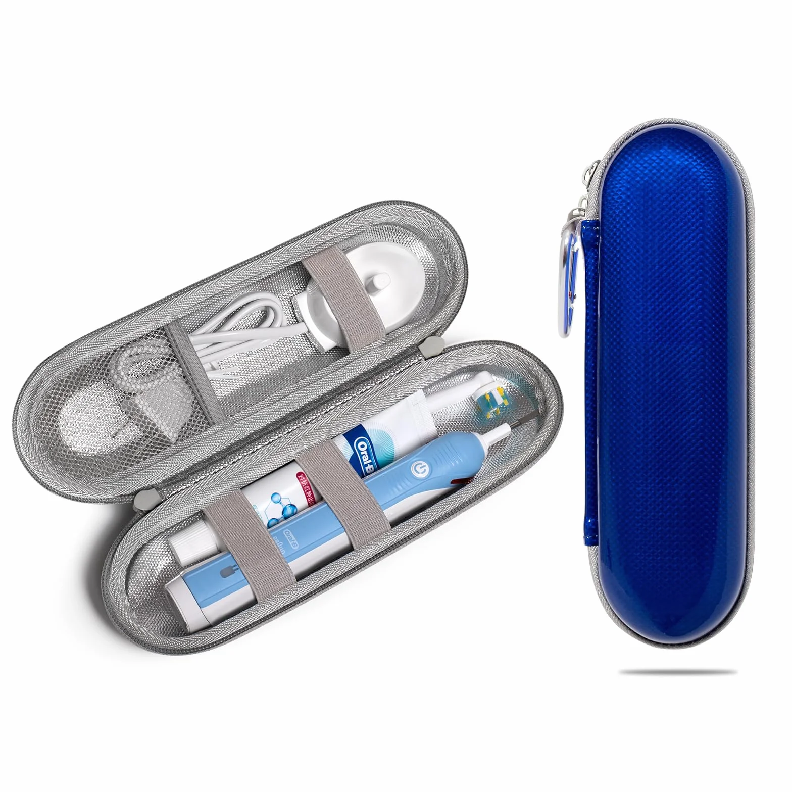 Twarda obudowa EVA do szczoteczki Oral-B iO, Pro, Smart Series, Philips Sonicare, niebieska, wodoodporna, odporna na wstrząsy