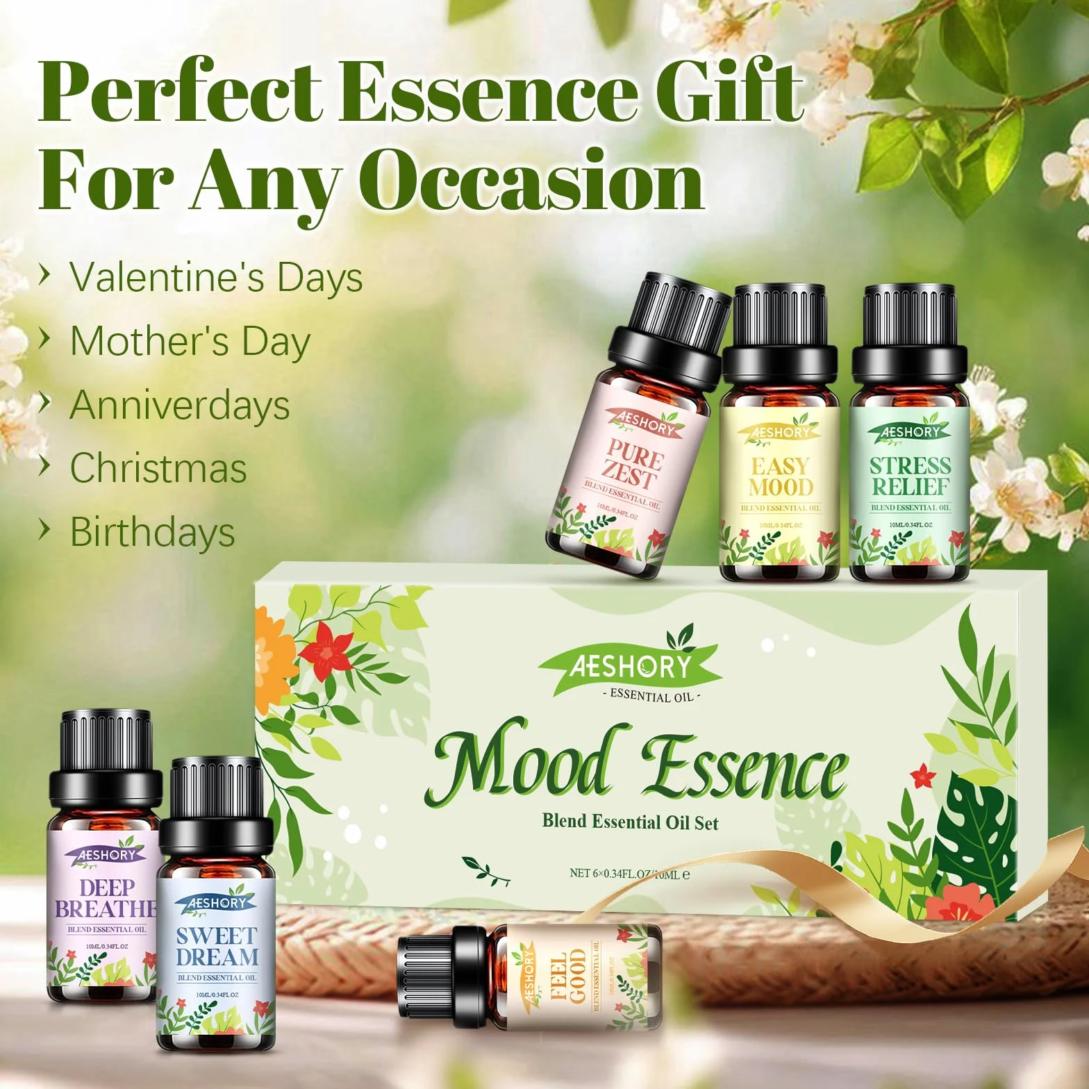 Zestaw olejków eterycznych 6 x 10 ml naturalny do aromaterapii SPA