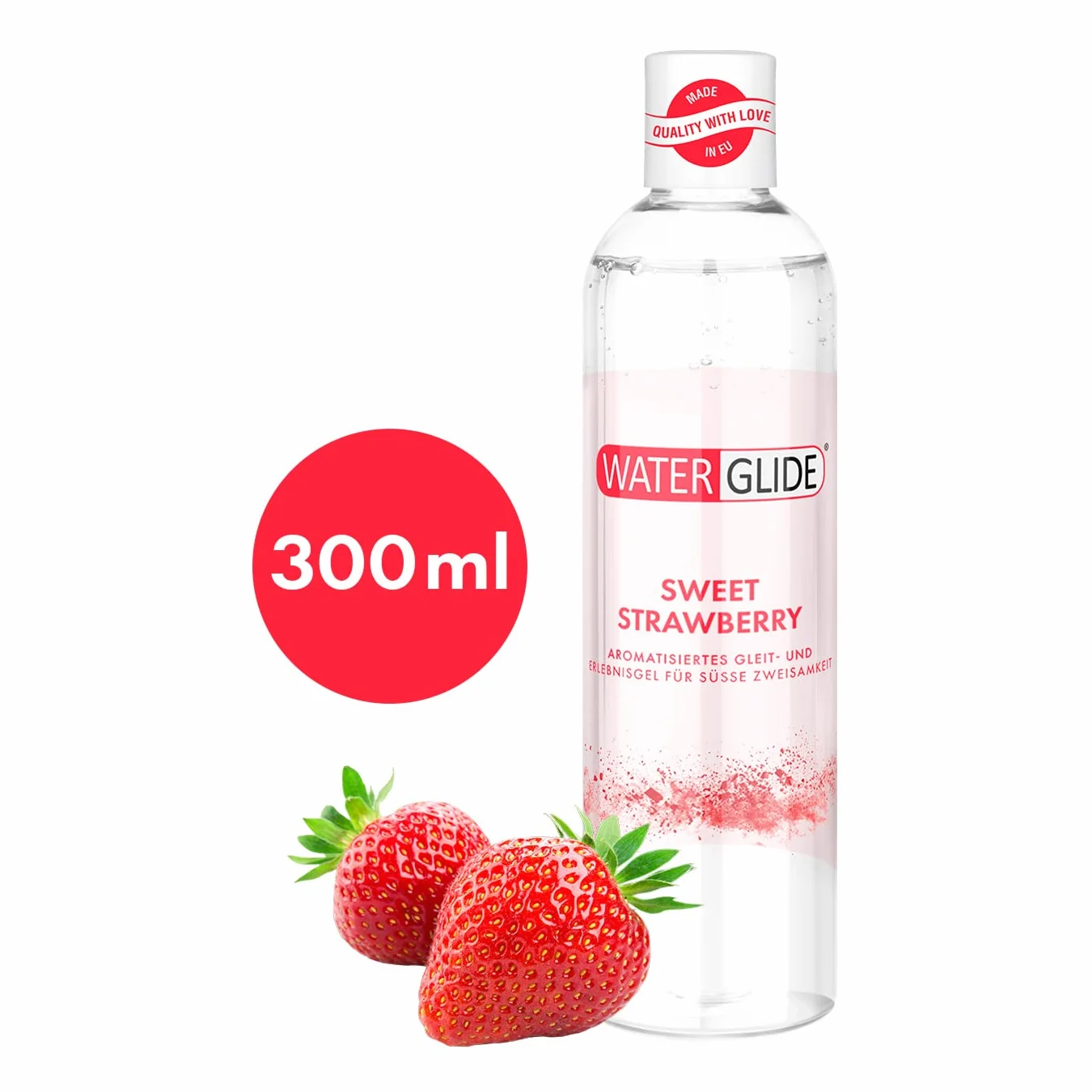 Waterglide Lubrykant o zapachu truskawek, lubrykant na bazie wody zapewnia długotrwałą zabawę, wegański, nadaje się do zabawek erotycznych i prezerwatyw | 300 ml