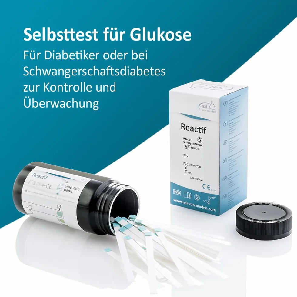 Reactiv Diabetes Urintest – 100 pasków testowych do badania moczu. Parametr: glukoza, ze skalą barwną, dla diabetyków oraz do ogólnej kontroli stanu zdrowia.