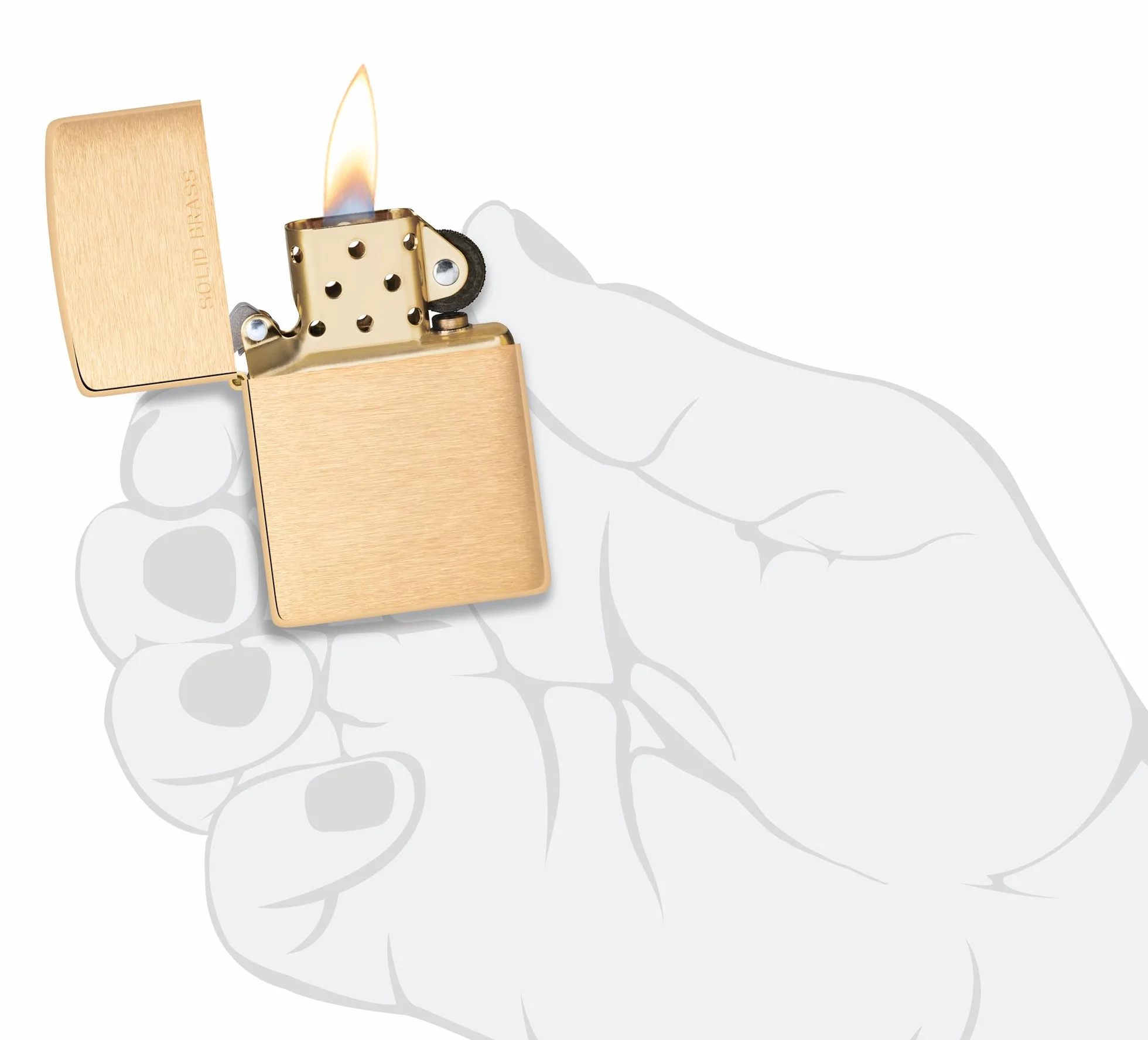 Zippo Wiatroszczelna zapalniczka - szczotkowany mosiądz - złoty - wielokrotnego napełniania - pudełko prezentowe - wyprodukowano w USA