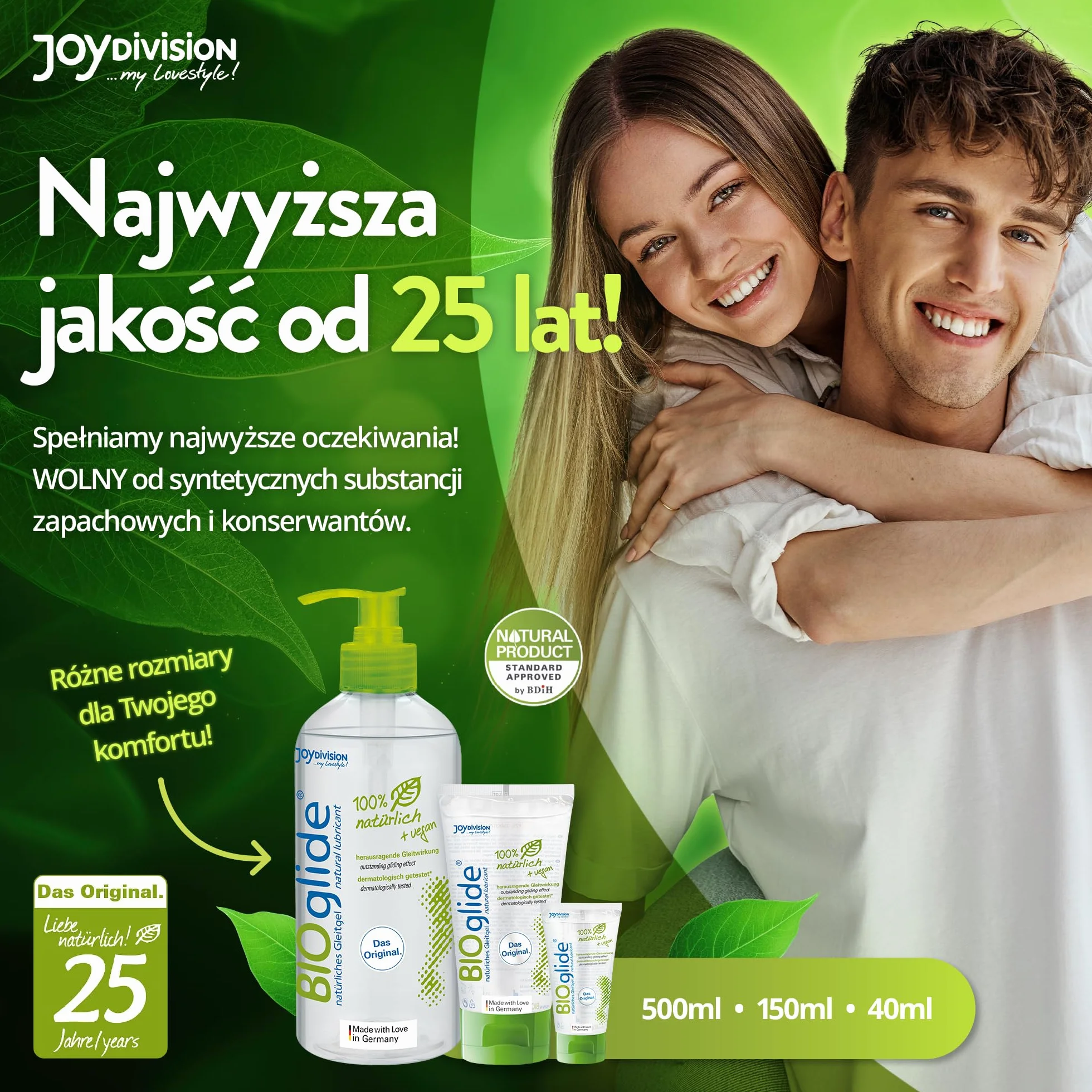 JOYDIVISION Oryginalny BIOglide lubrykant neutralny 500ml I 100% naturalny wegański lubrykant na bazie wody I Bio lubrykant odpowiedni dla prezerwatyw lateksowych I Lubrykacja na bazie wody