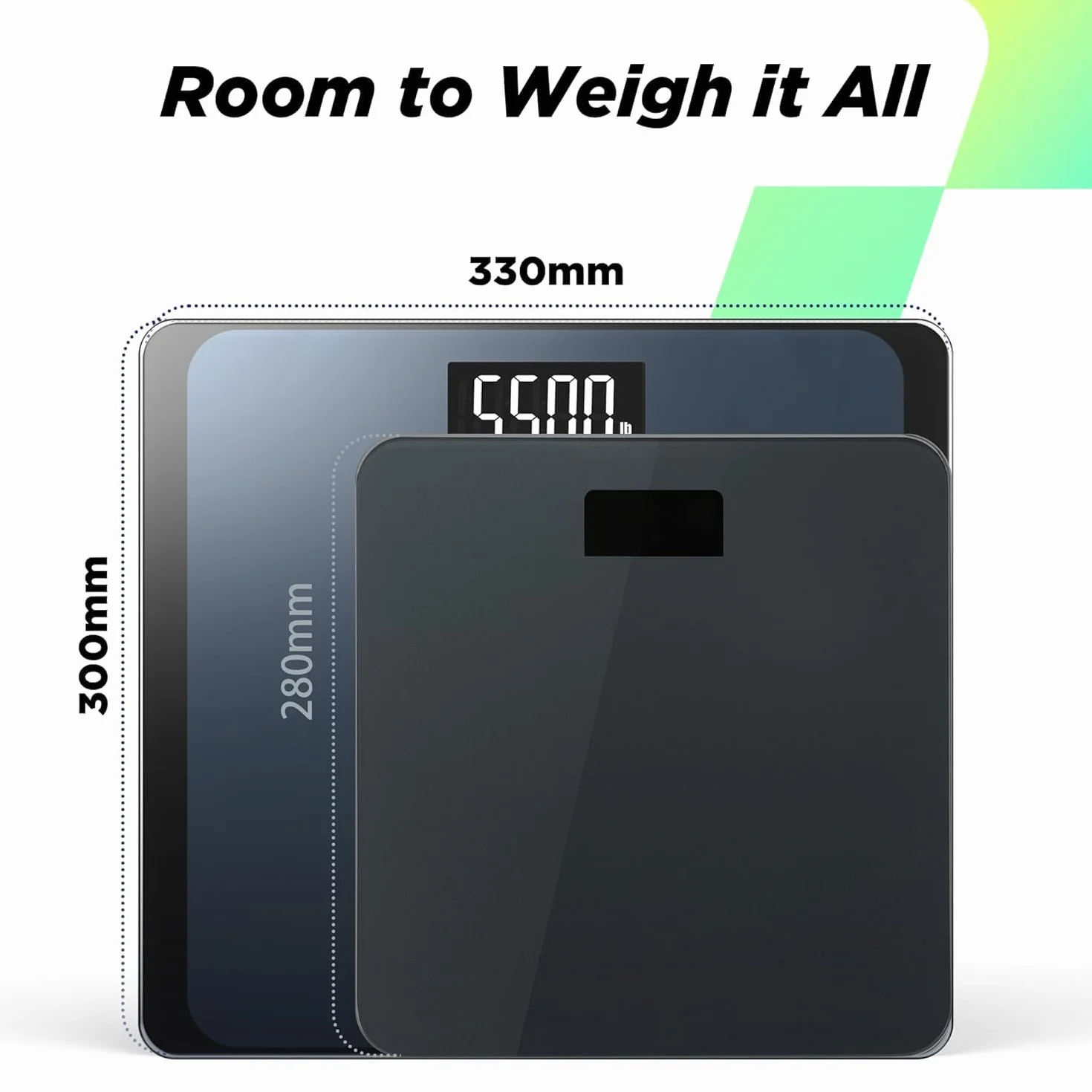 RunSTAR Cyfrowa Waga łazienkowa 250 kg Duży Ekran LCD Ultra Szeroka Platforma