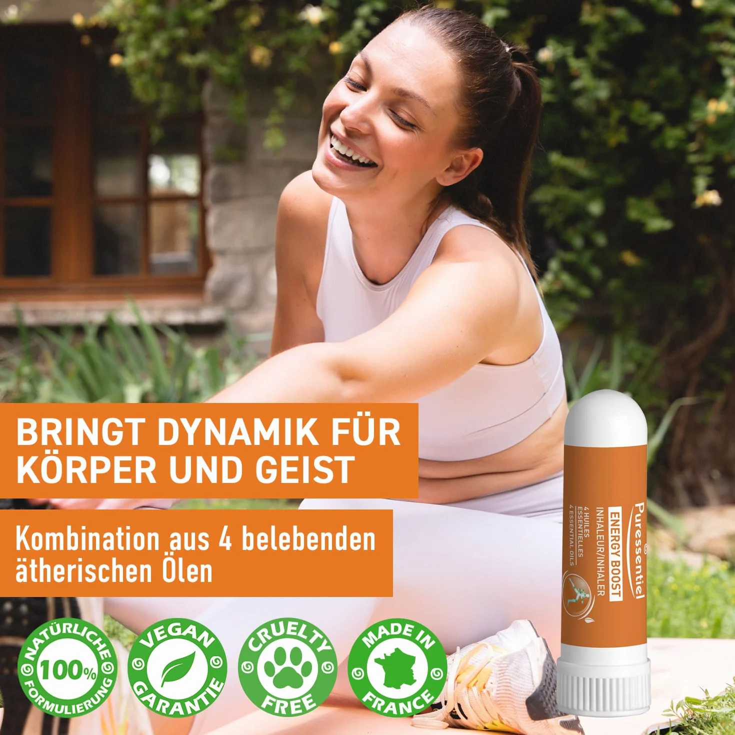 Puressentiel – inhalator dla stawów i mięśni – Energy Boost z 4 olejkami eterycznymi – naturalne wzmocnienie – napięcie fizyczne i psychiczne – 1 ml