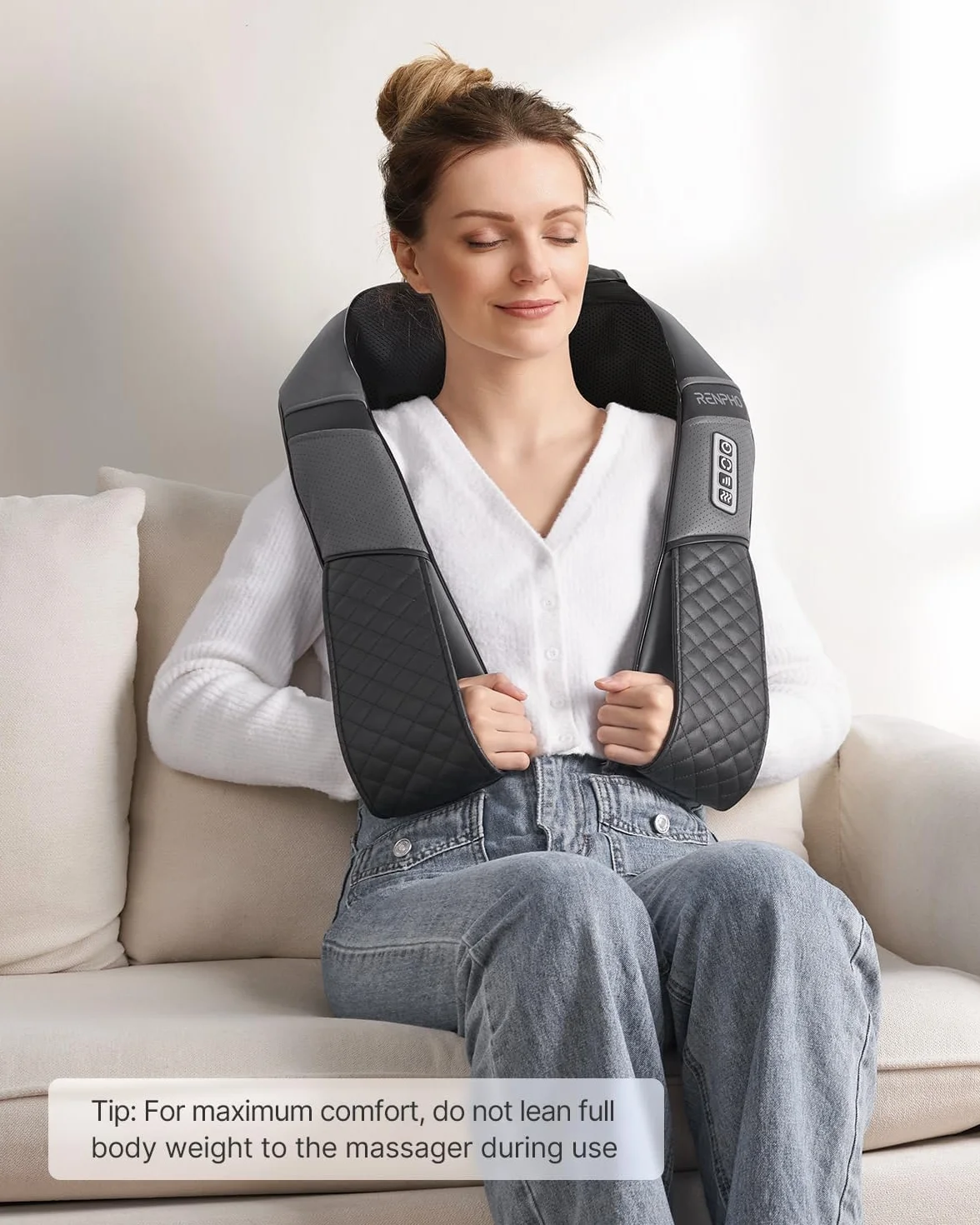 RENPHO Back Neck Massager with Heat Shiatsu Shoulder Deep Tissue Kneading Pain Relief Home Office