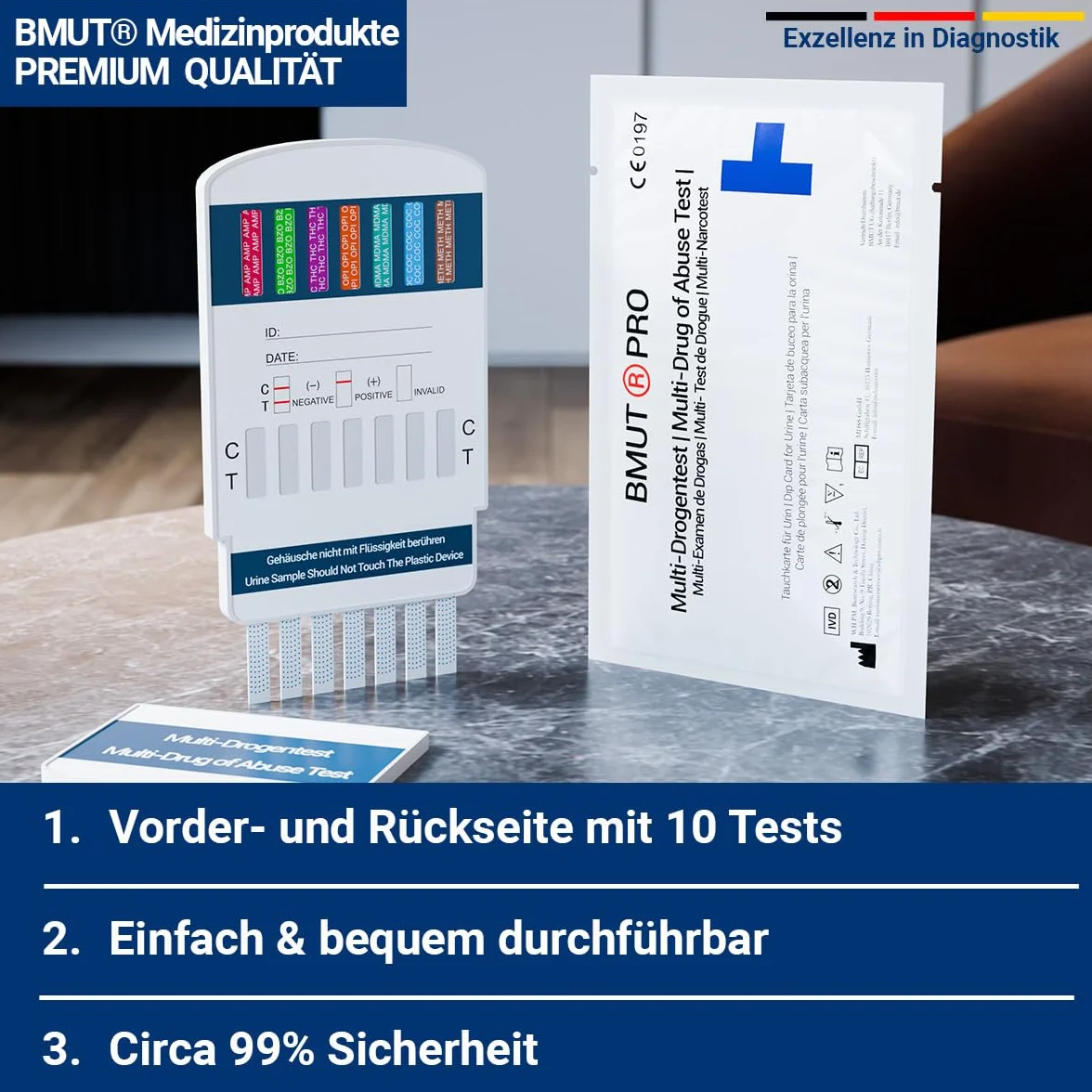5 x 10 w 1 test na moczu – 10 rodzajów narkotyków – szybki test na THC, amfetaminę, kokainę, opiate, methadon, MDMA, benodiazepinę, oksykodon i butalbital