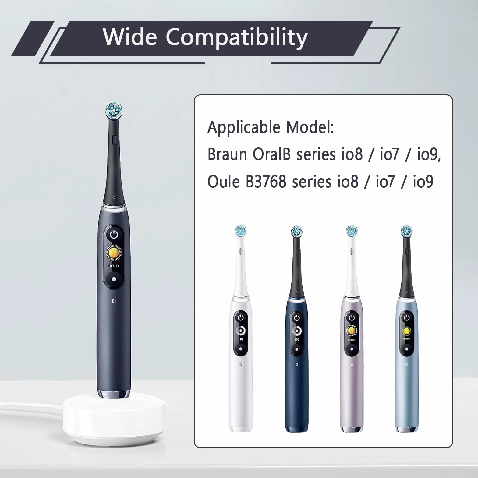 Stacja Ładowania Kompatybilna z Braun Oral-B iO Series 7 8 9, Ładowarka do Serii Oral B iO, Kabel USB, Zamiennik Modelu 3768, Charging Base