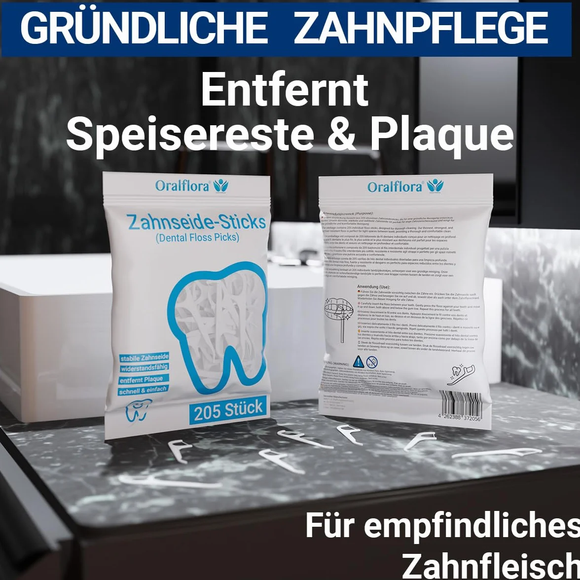 Oralflora 205 szt. nici dentystyczne z wykałaczką 2 w 1 – patyczki do czyszczenia przestrzeni międzyzębowej