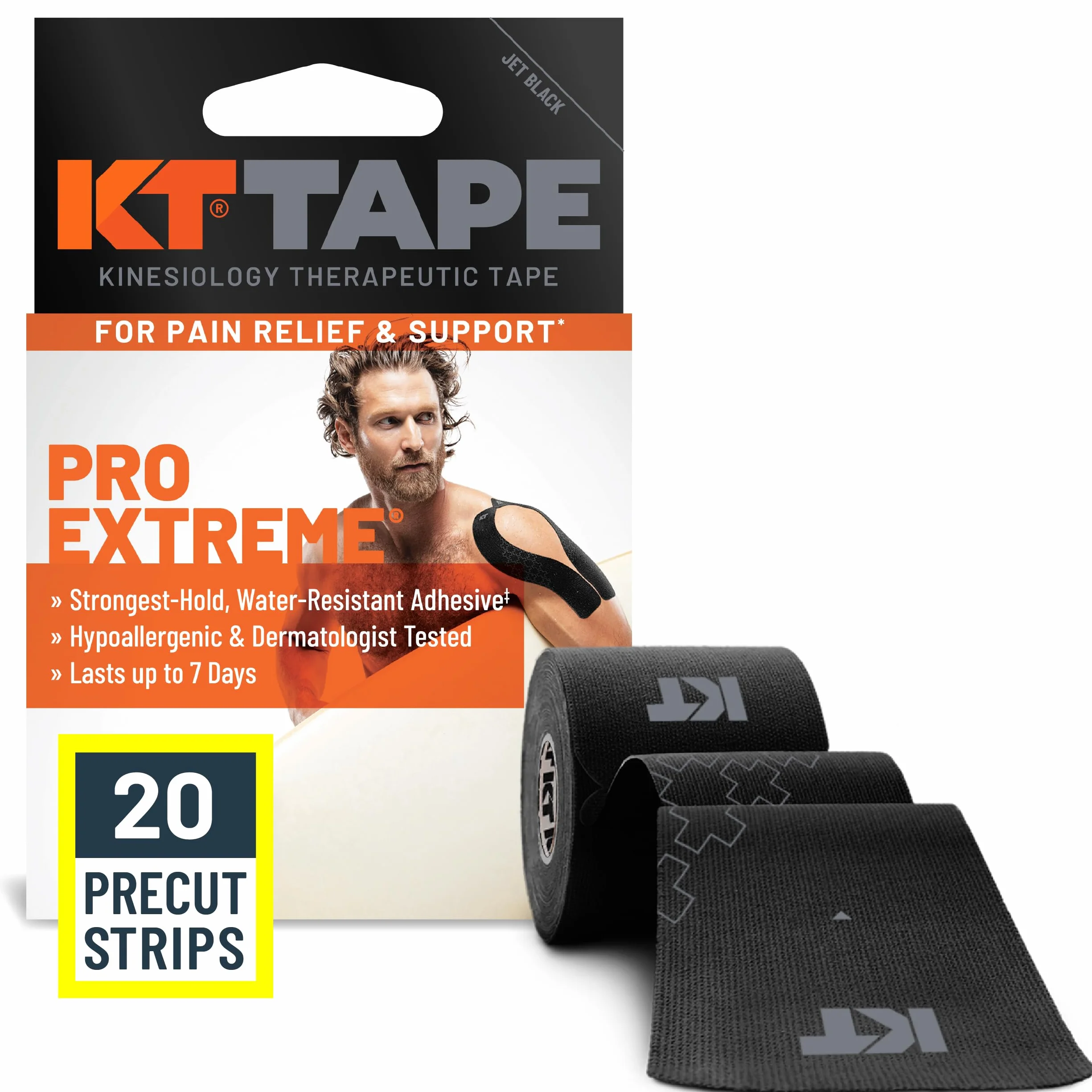 KT Tape Pro Extreme syntetyczna taśma kinezjologiczna, czarna, 25,4 cm