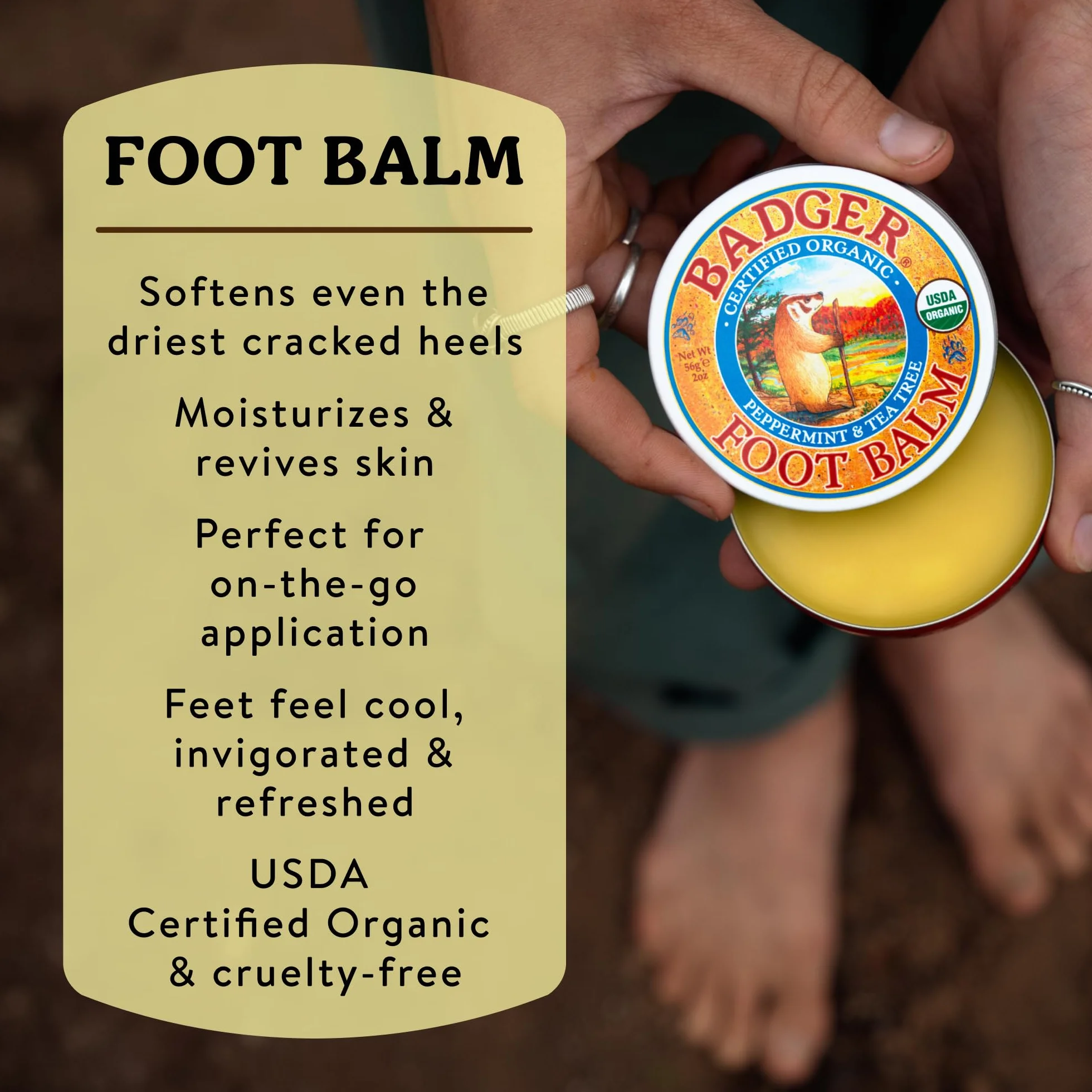 Badger Foot Balm – balsam do stóp, 1 opakowanie (1 x 56 g)