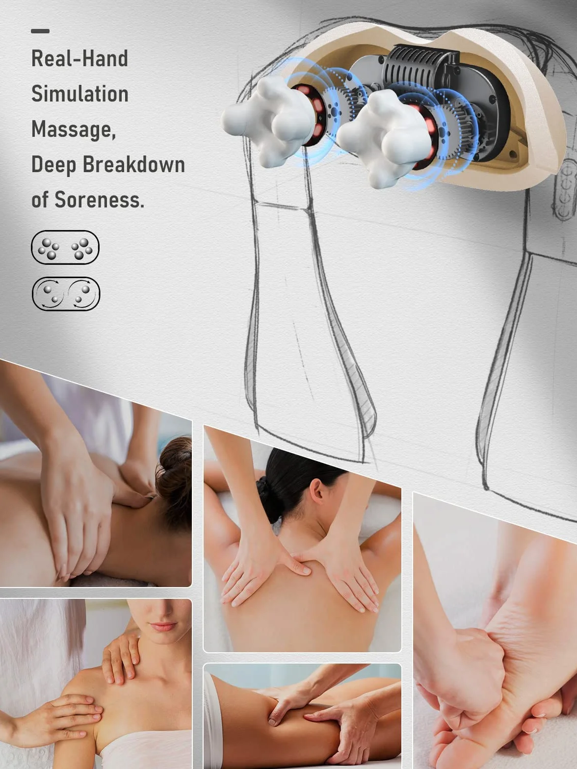 Masażer ramion i szyi Shiatsu 3D z podgrzewaniem czarny