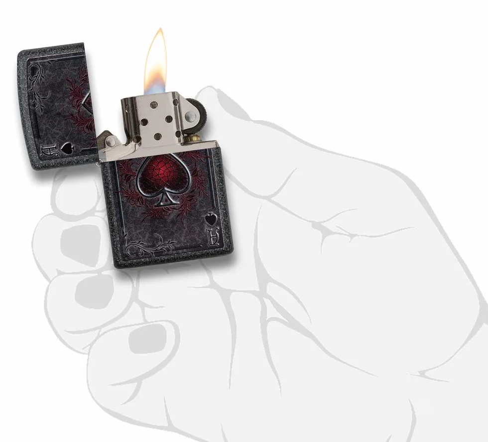 Zippo Zapalniczka Sztormowa ze Wzorem Asa Metaliczny Kamień Kolorowy Motyw Wielokrotnego Użytku Made in USA