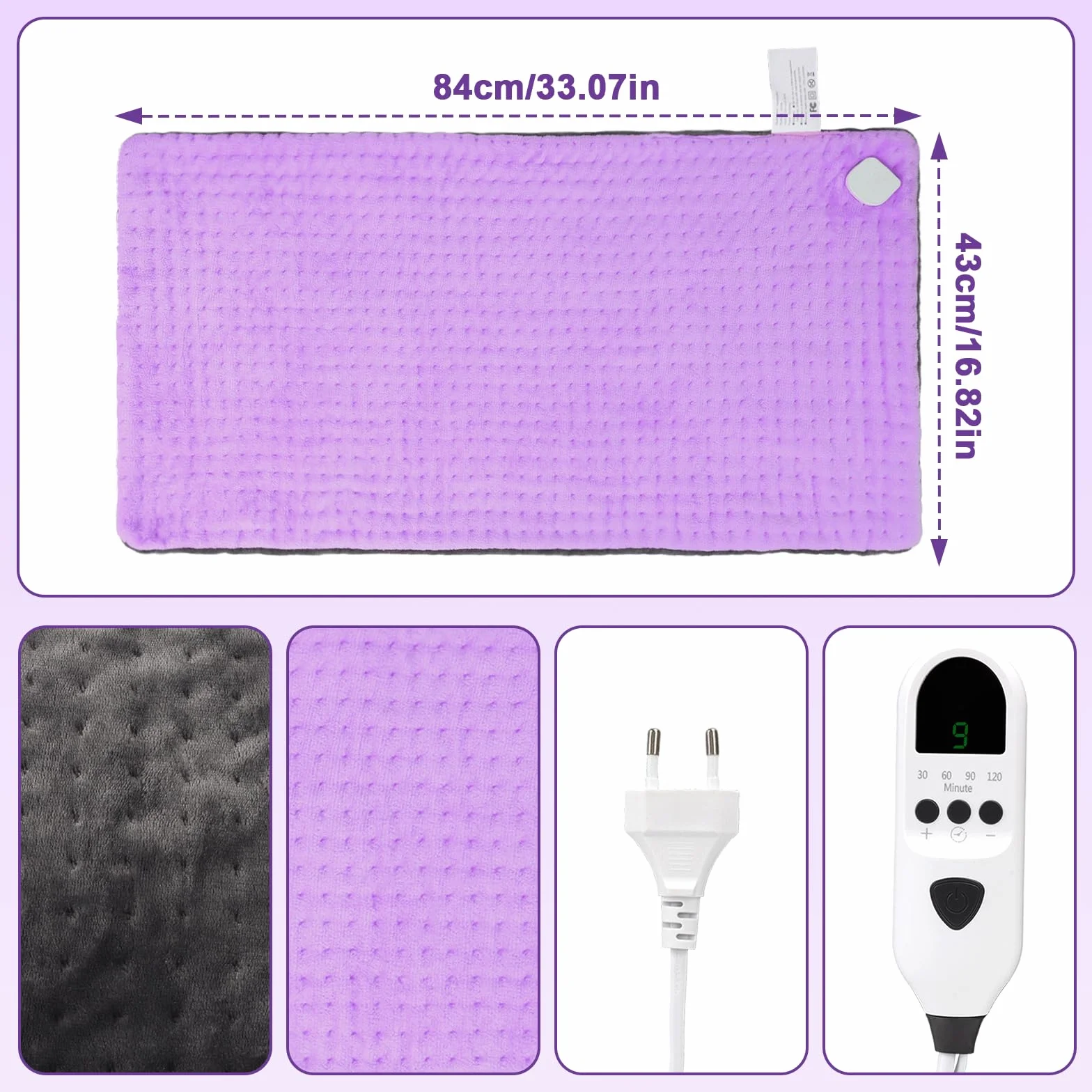 Poduszka grzewcza Crystal Ultra Soft polar, 9 poziomów temperatury, prezent urodzinowy i bożonarodzeniowy, można prać w pralce