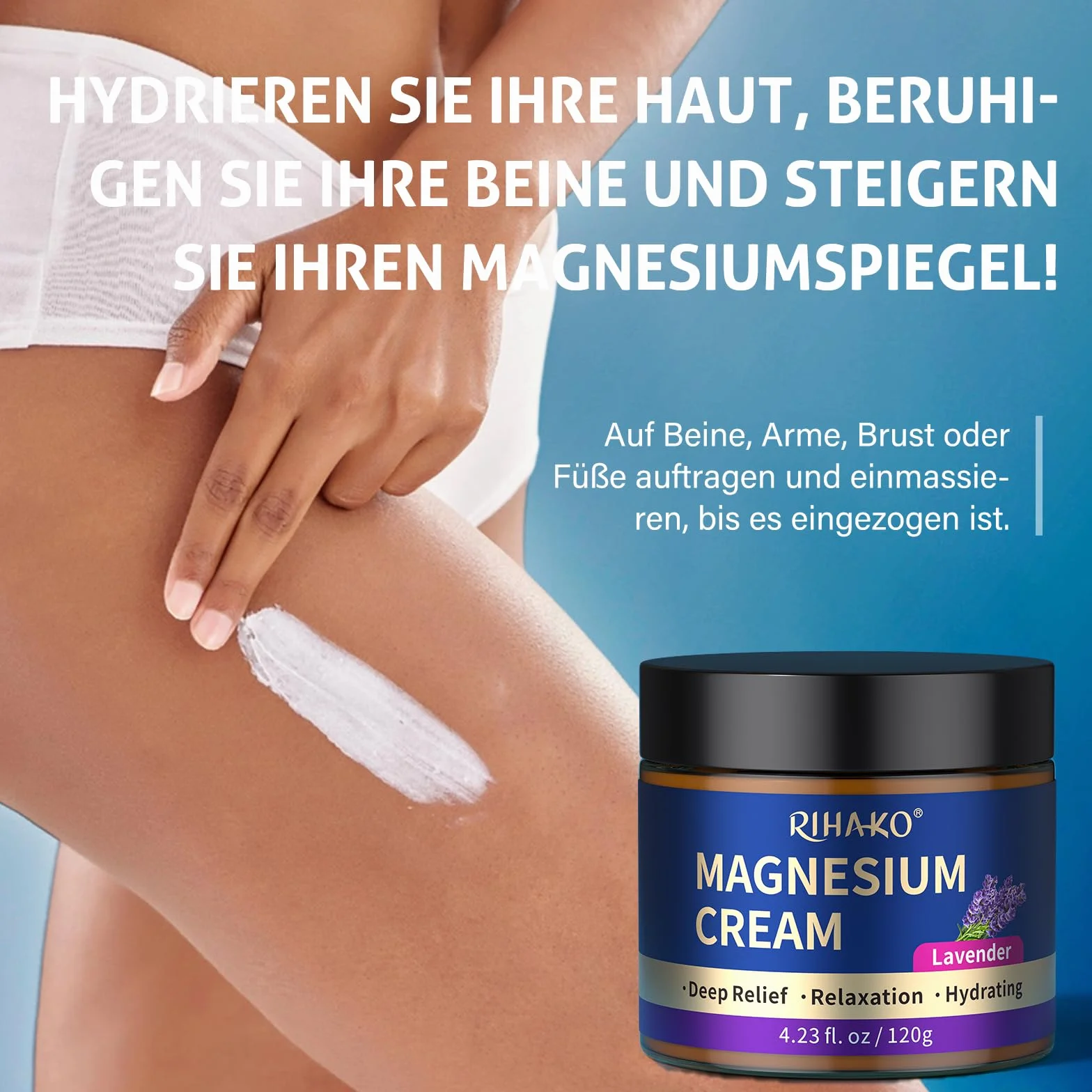 Krem magnezowy na sen, naturalne masło magnezowe do rozluźnienia mięśni, miejscowy krem magnezowy na zespół niespokojnych nóg, łagodzące masło na skurcze nóg i ból mięśni, 120g