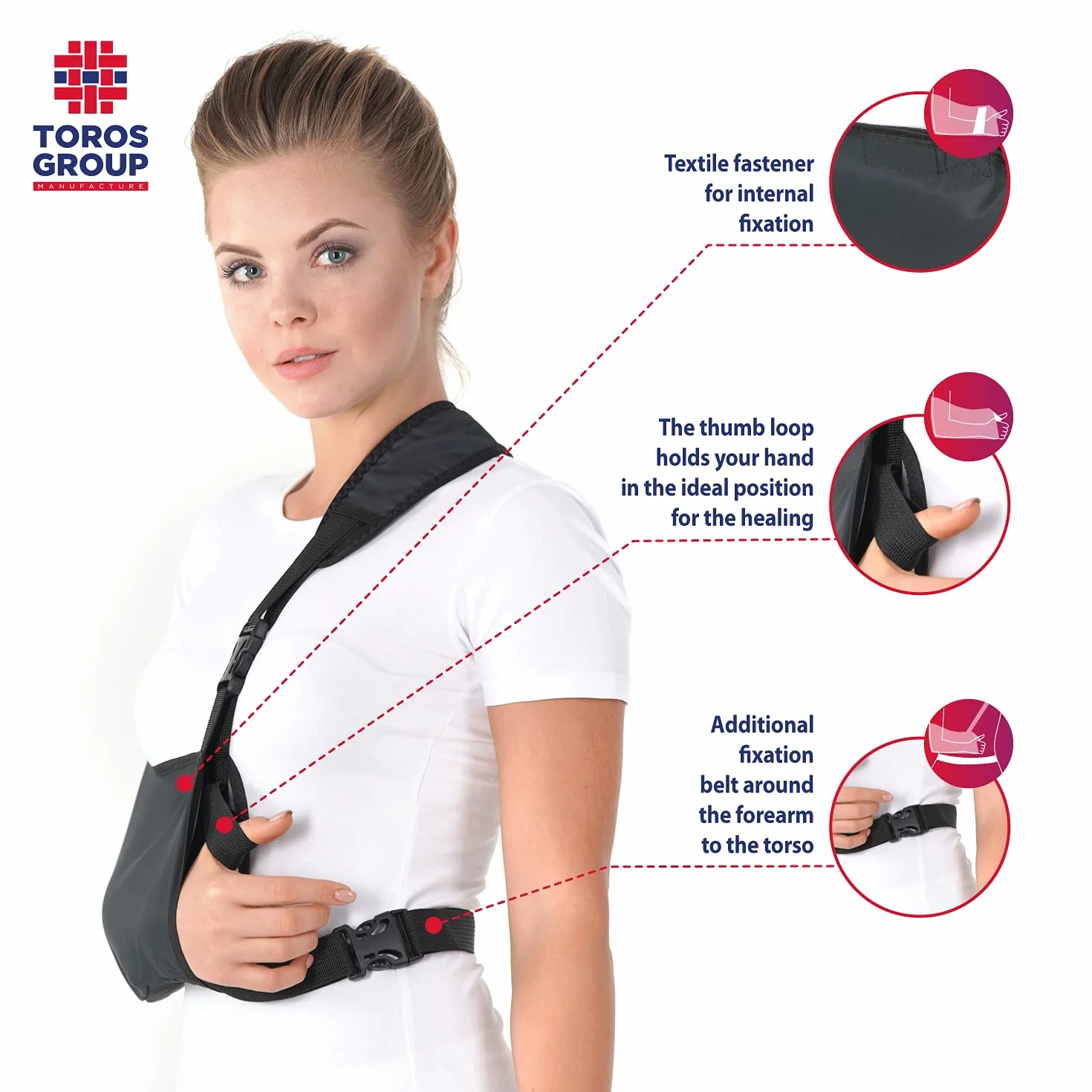 TOROS-GROUP Stabilizator barku temblak regulowany z pasem biodrowym, rozmiar Small