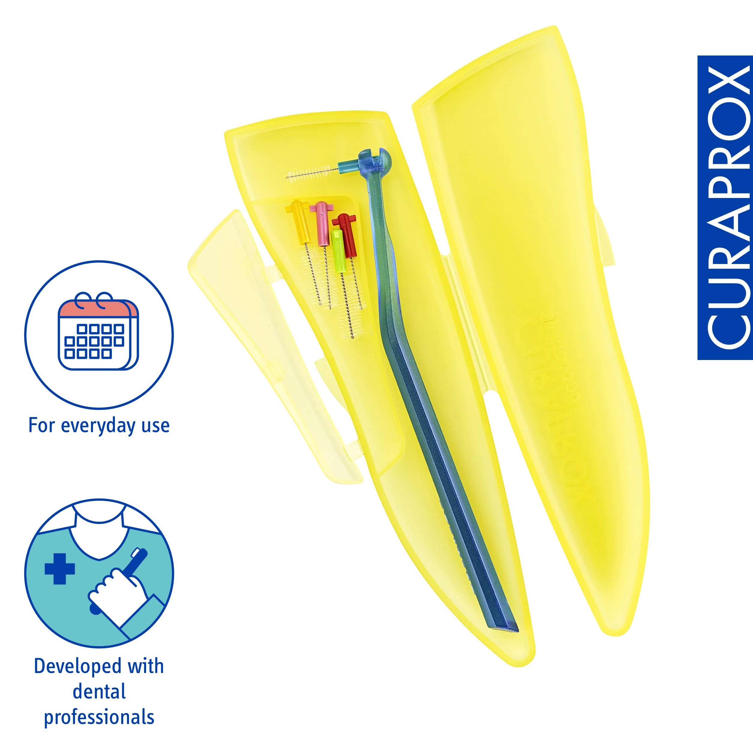 Curaprox Zestaw Szczotek międzyzębowych CPS 459 Prime Pocket Kit-do skutecznego czyszczenia wąskich przestrzeni/zawiera uchwyt i 5 rozmiarów szczotek/Made in Switzerland