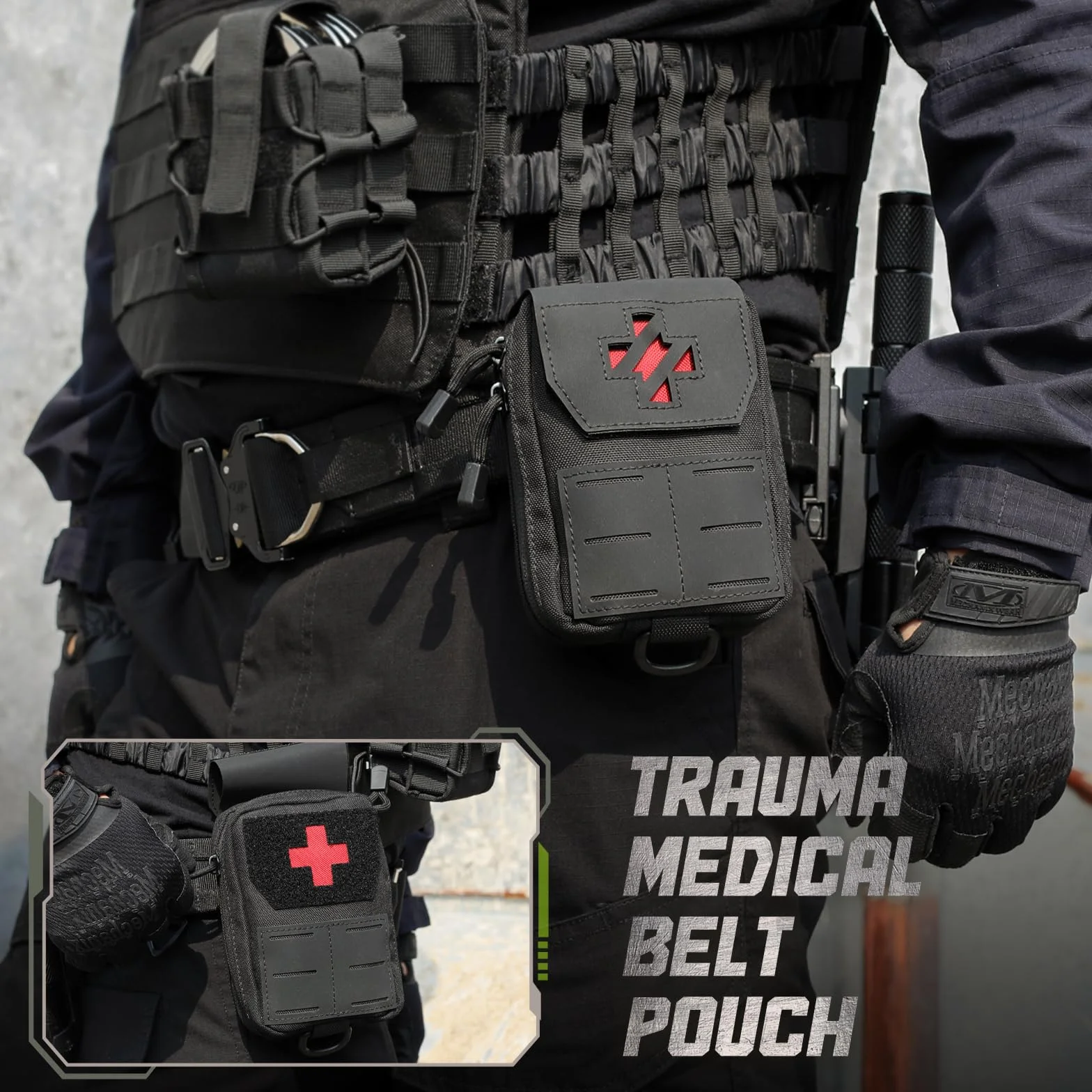 WYNEX Molle IFAK Apteczka pierwszej pomocy, taktyczna torba medyczna MED EMT, mała przenośna torba ratunkowa z natychmiastowym krzyżem do kamizelki pasowej
